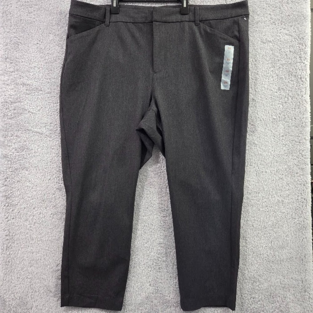 Old Navy High-Rise Pixie Ankle Pants Size 24 Dark Heather Grey Stretch Career